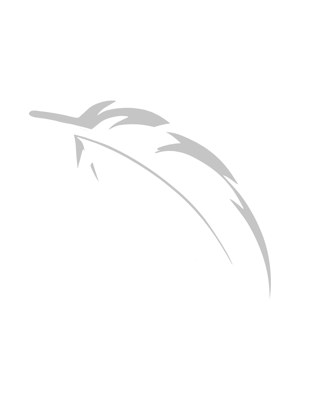 A black and white digital illustration of a feather.