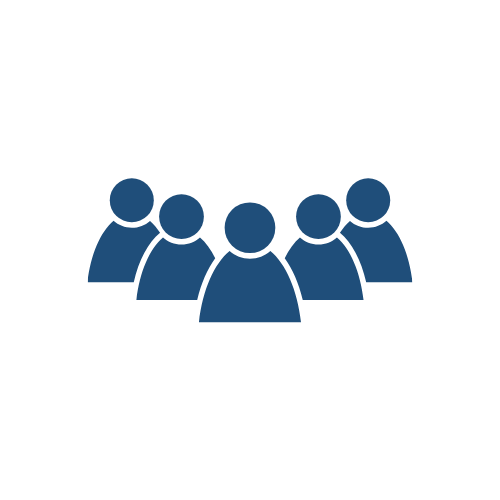 Icon of six people standing together, representing a group or teamwork.