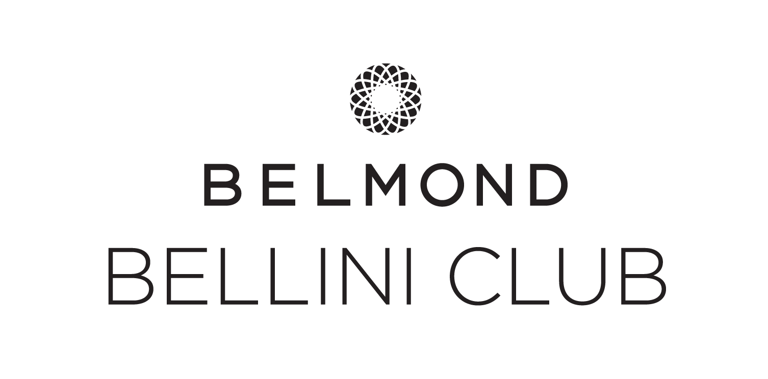 Black logo with a geometric flower symbol at the top and the text "BELMOND BELLINI CLUB" underneath.
