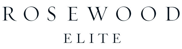 Rosewood Elite logo with black background and white text