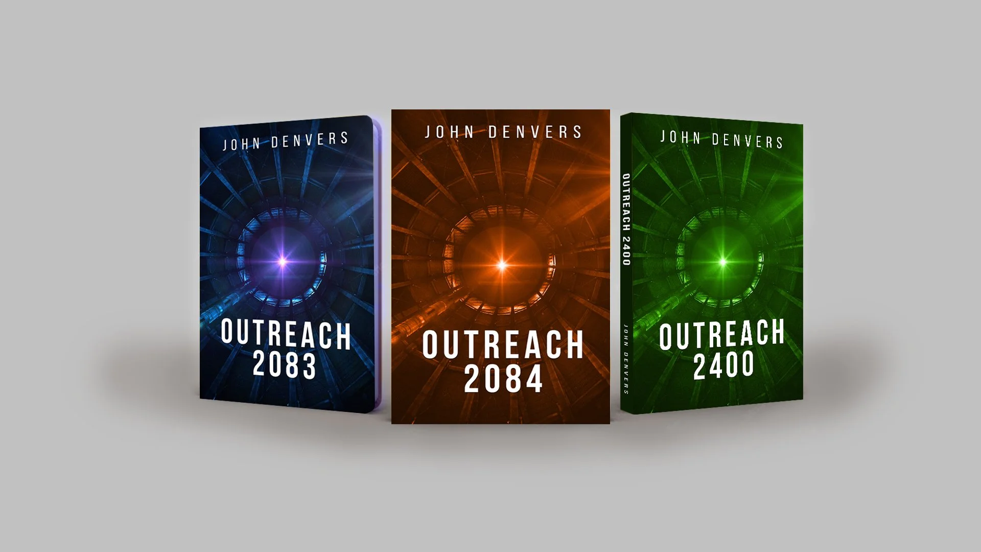 Outreach science fiction series by John Denvers — three novels, 2083, 2084, and 2400