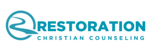 Logo for Restoration Christian Counseling, featuring a stylized globe with the letter 'R' inside, followed by the words 'Restoration Christian Counseling' in blue text.