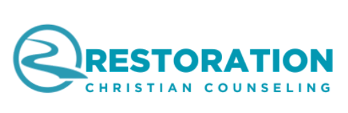 Logo for Restoration Christian Counseling featuring a stylized 'R' and the text 'Restoration Christian Counseling' in blue.