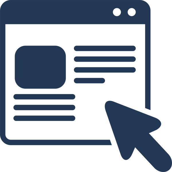 Web page with click arrow icon