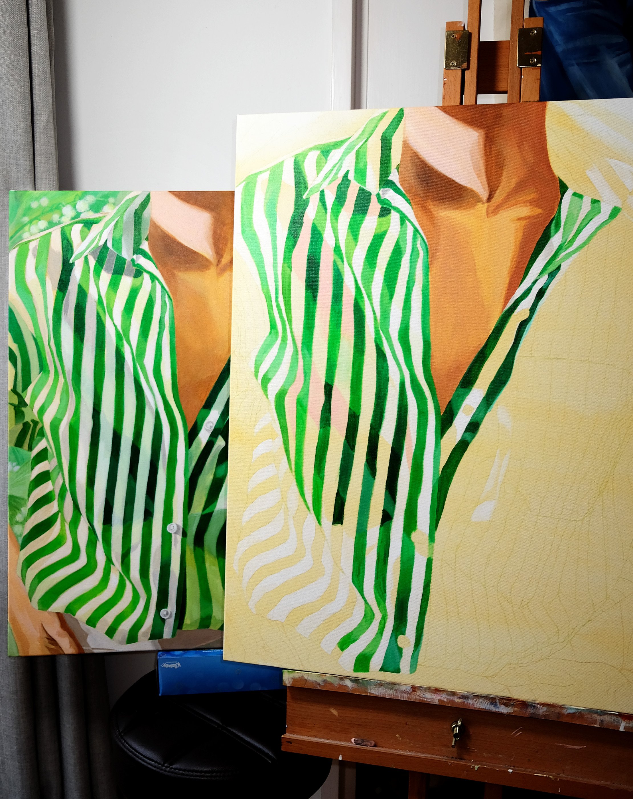 Lily of the Valley painting in progress by Ara Youn