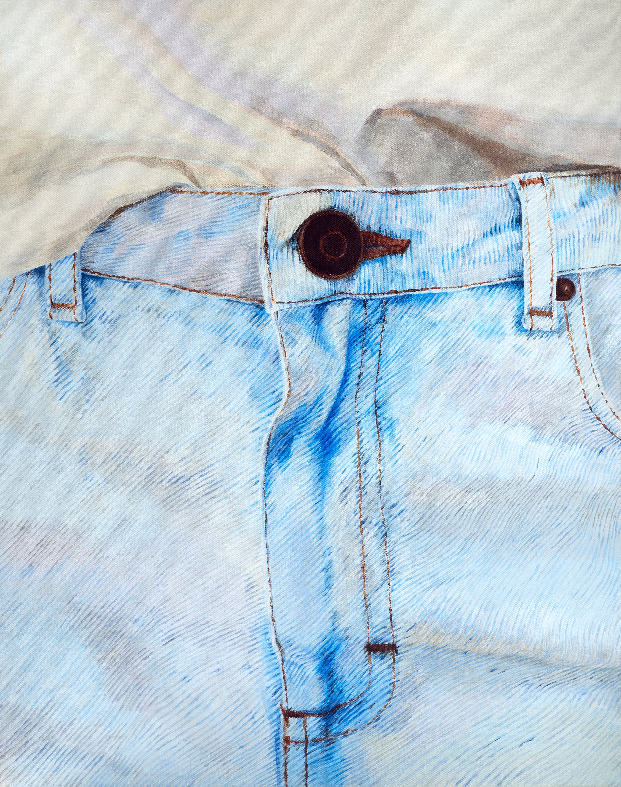 The Girl in Jeans — original acrylic painting on canvas by Ara Youn, 2024