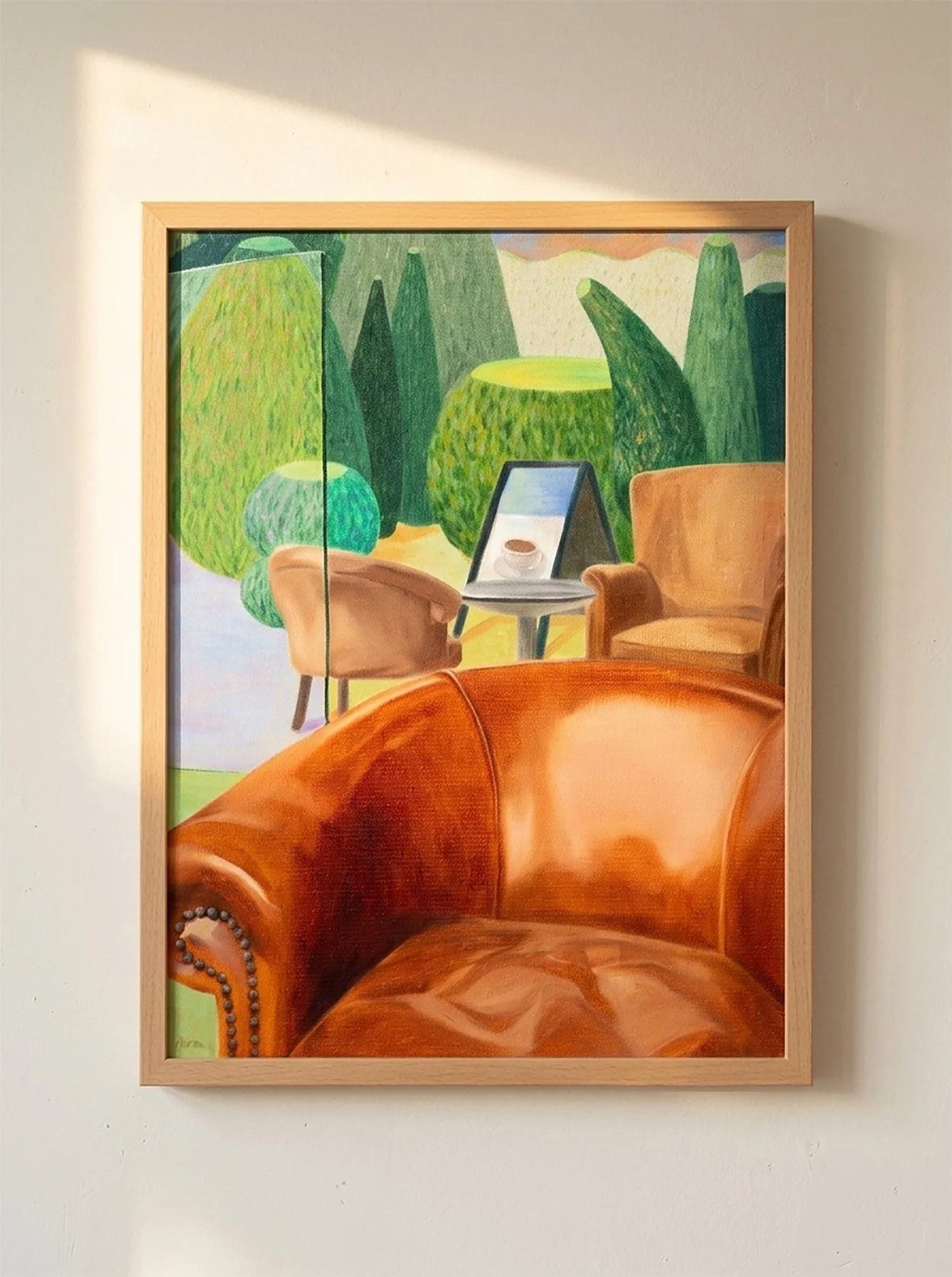 Topiary Garden Cafe — original oil painting on canvas by Ara Youn, 2026