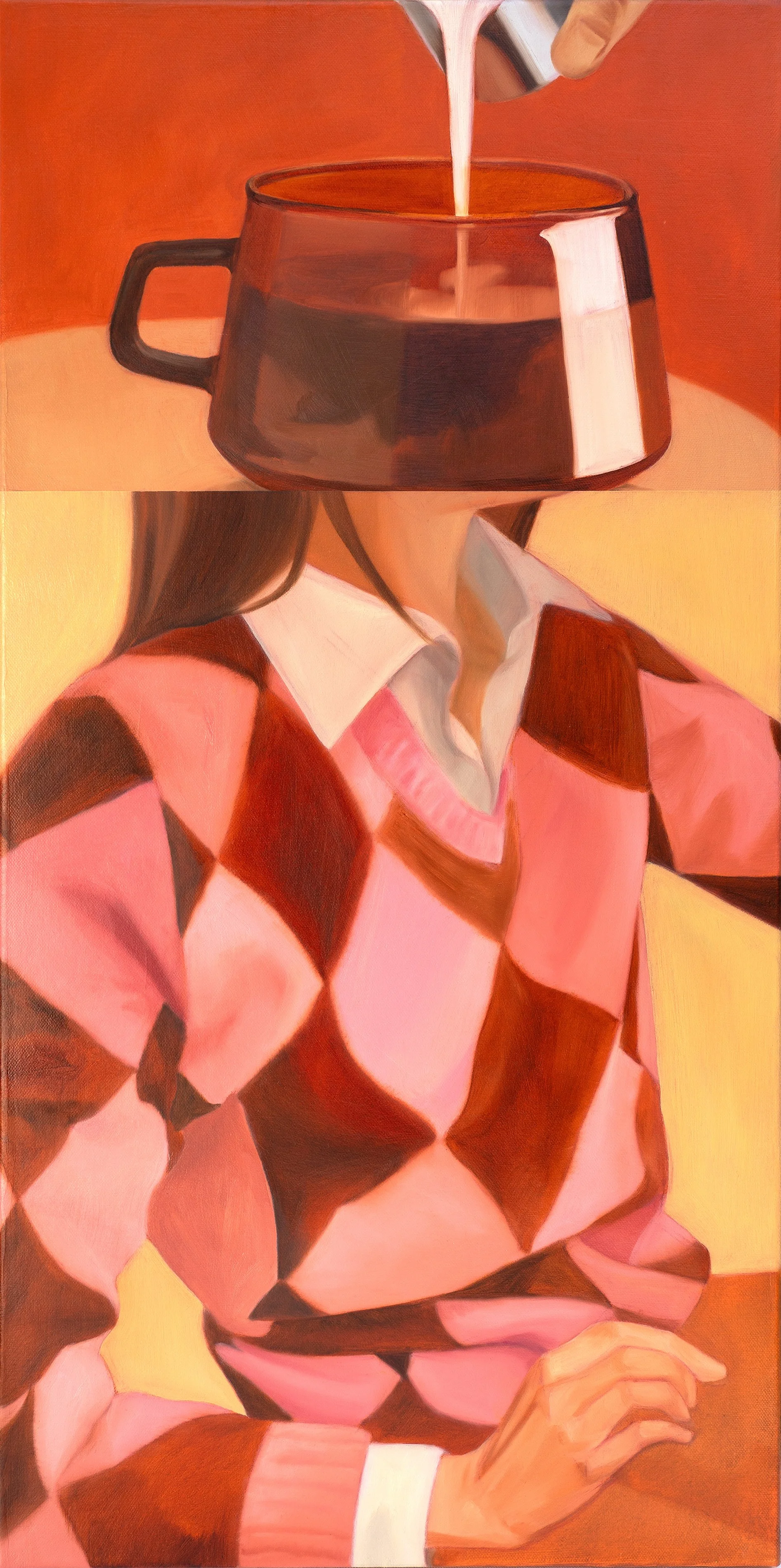 Coffee and Sweater, oil on canvas, 40 × 80 cm (15¾ × 31½ in), 2025