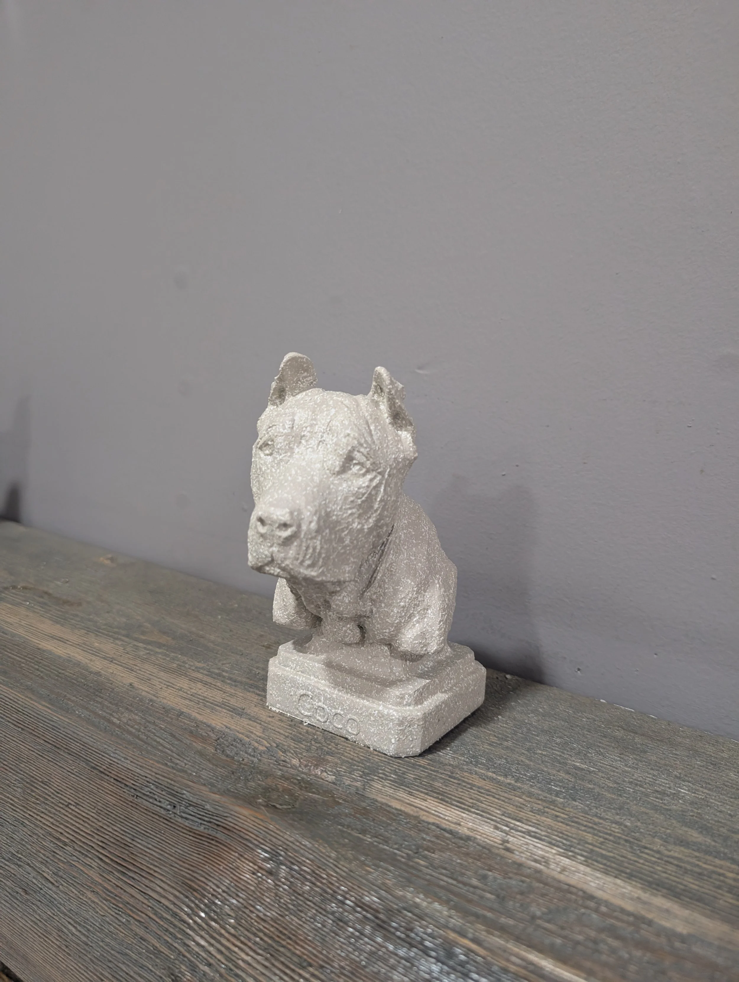 Handcrafted dog statue keepsake - plant resin stone finish