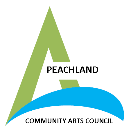 Logo for Peachland Community Arts Council featuring a large green letter A, a blue curved shape, and black text.