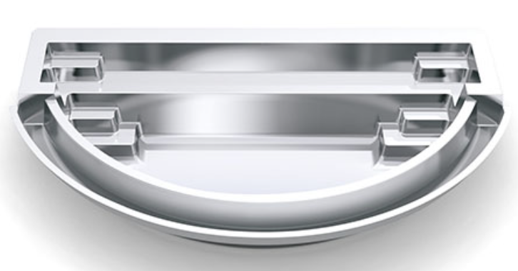 The Glimmer is a crescent shaped pool with built-in spillover at 23 feet!