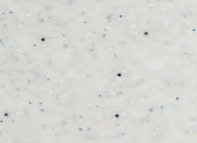 Close-up of a speckled white surface with small black and blue dots.