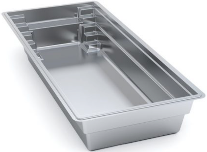 The Freedom is a flat-bottom pool with entry along both sides.