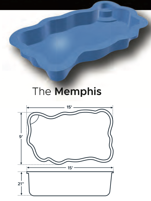 The Memphis Pool is 15 feet long, and 9 Feet wide!