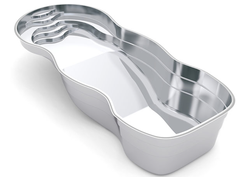 A wide wraparound bench, with 8 foot depth and rounded entry steps — the Elation had excellent swimming space!