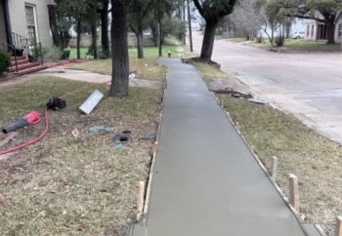 The finished product of a sidewalk repair.