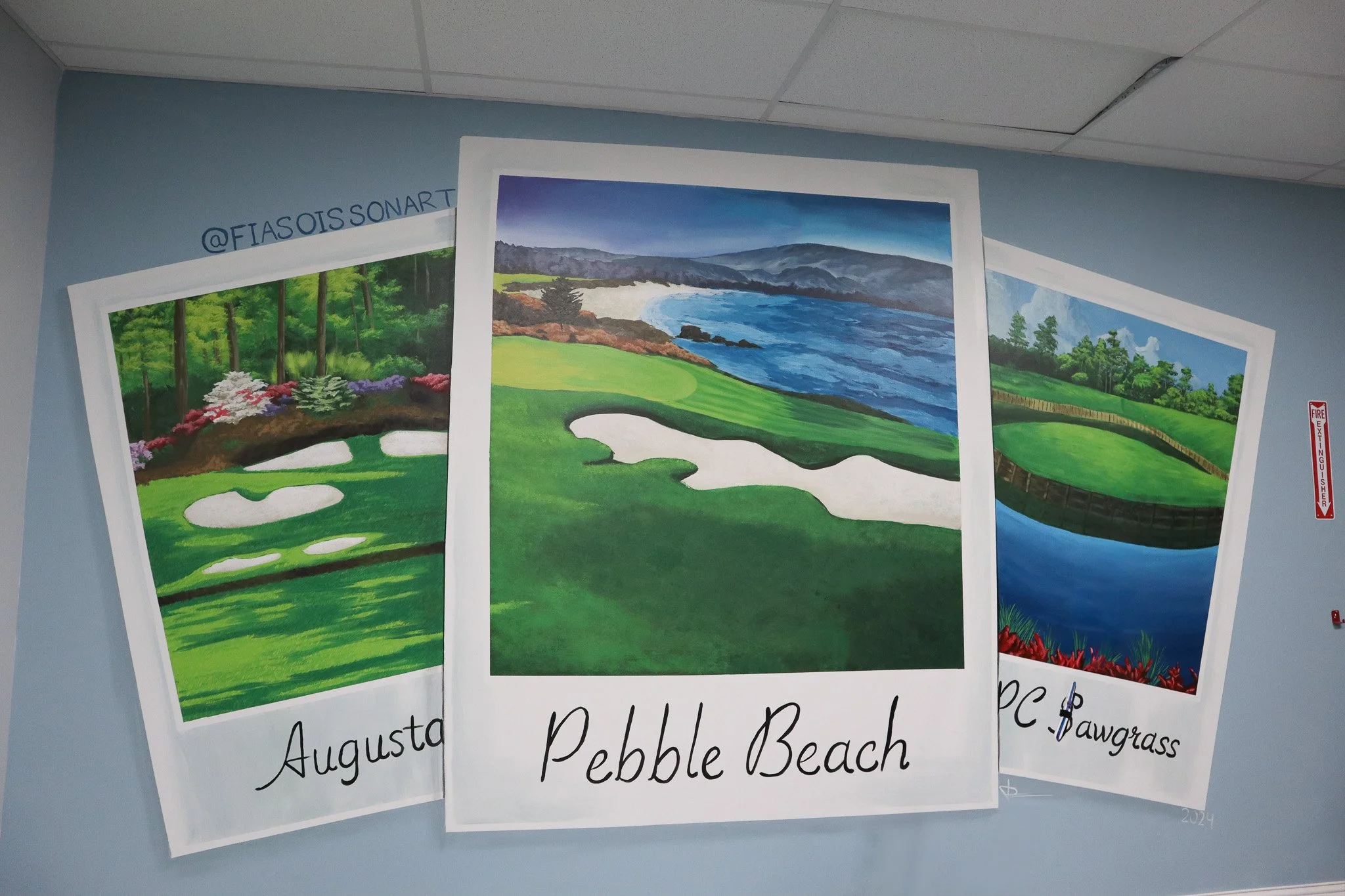 9ft x 10ft mural I painted for my uncle's golf simulator shop "iGolf Pro"