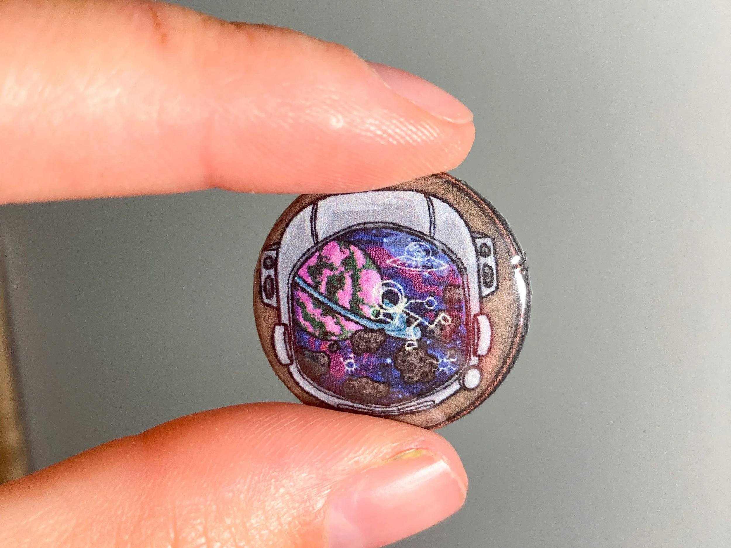 Space Doodle Astronaut Helmet Pin