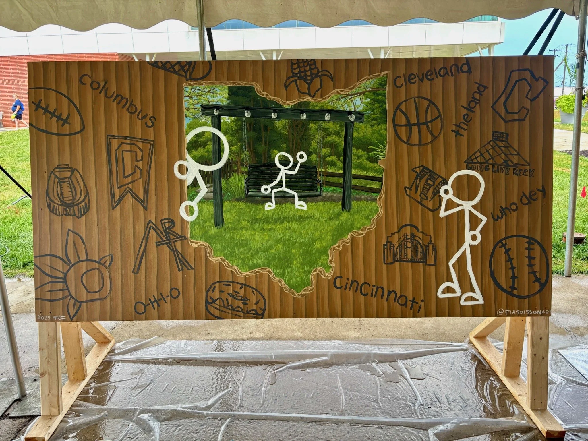 "Inside the Box" - I was one of 10 artists to live paint during a weekend at the Ohio State Fair. Many people from different places put Ohio in a pre-labeled box, thinking they know exactly what Ohio is like. However, it is only the people who have l