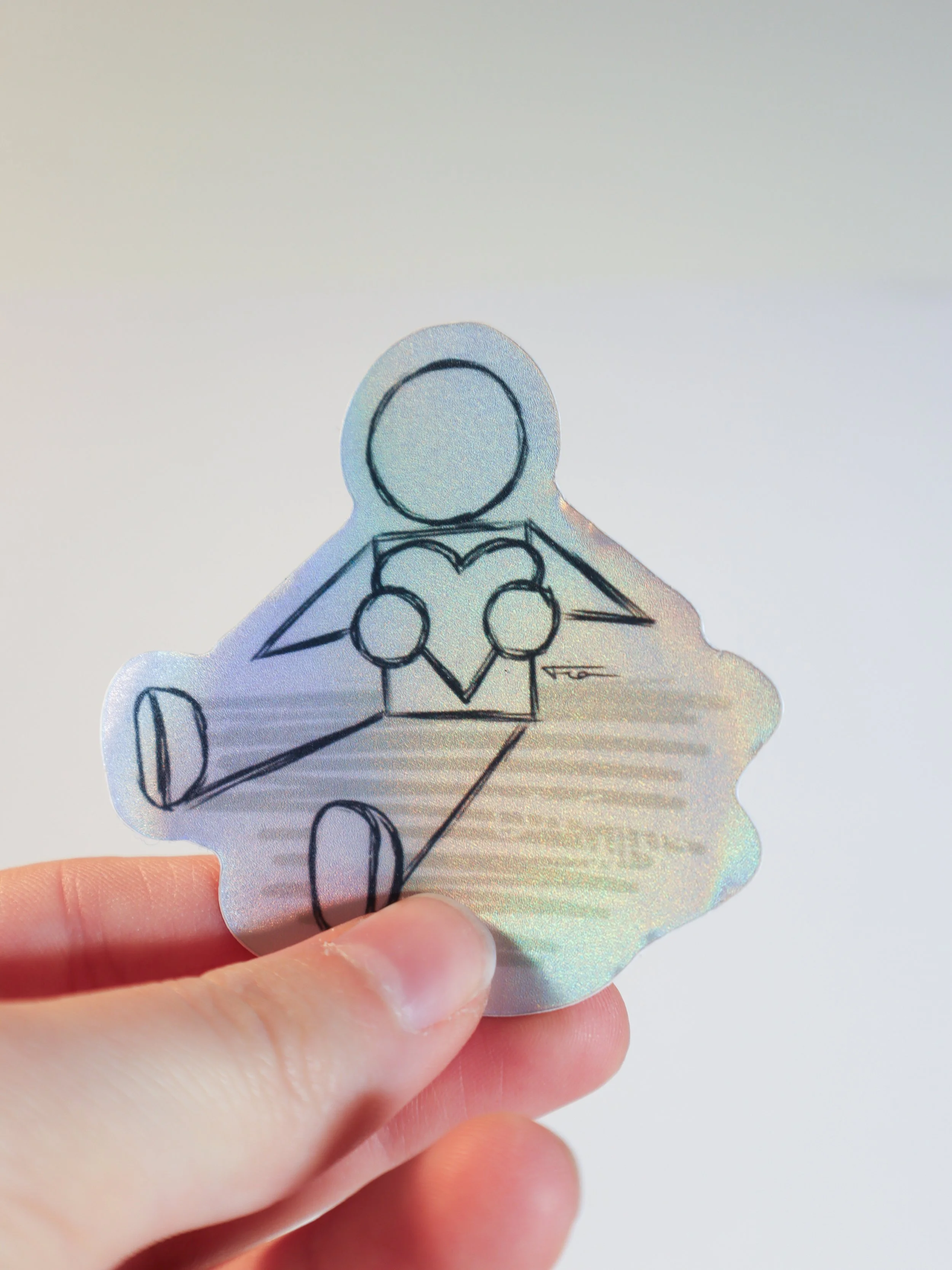 Stick Figure Holding Heart Sticker