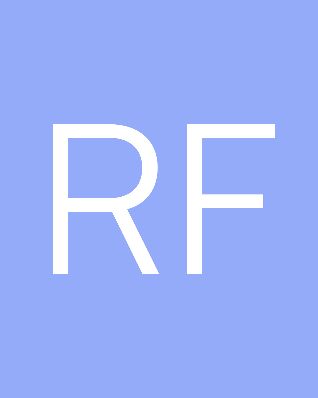 Light blue background with large white letters 'RE' centered.