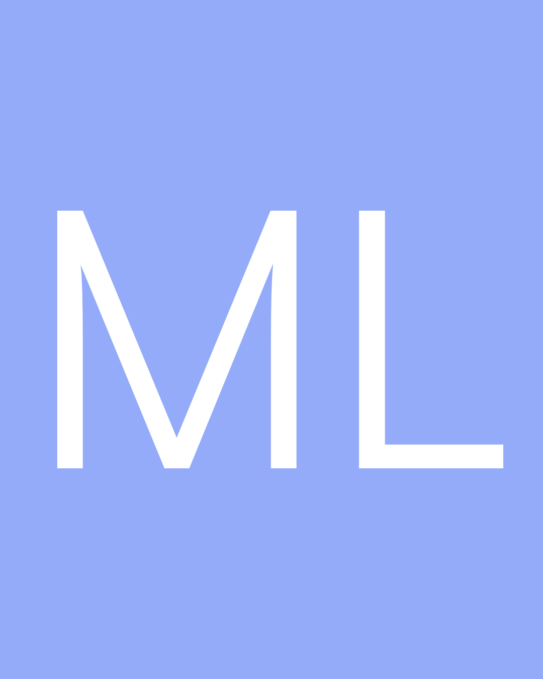 Blue background with large white letters 'ML' in the center.