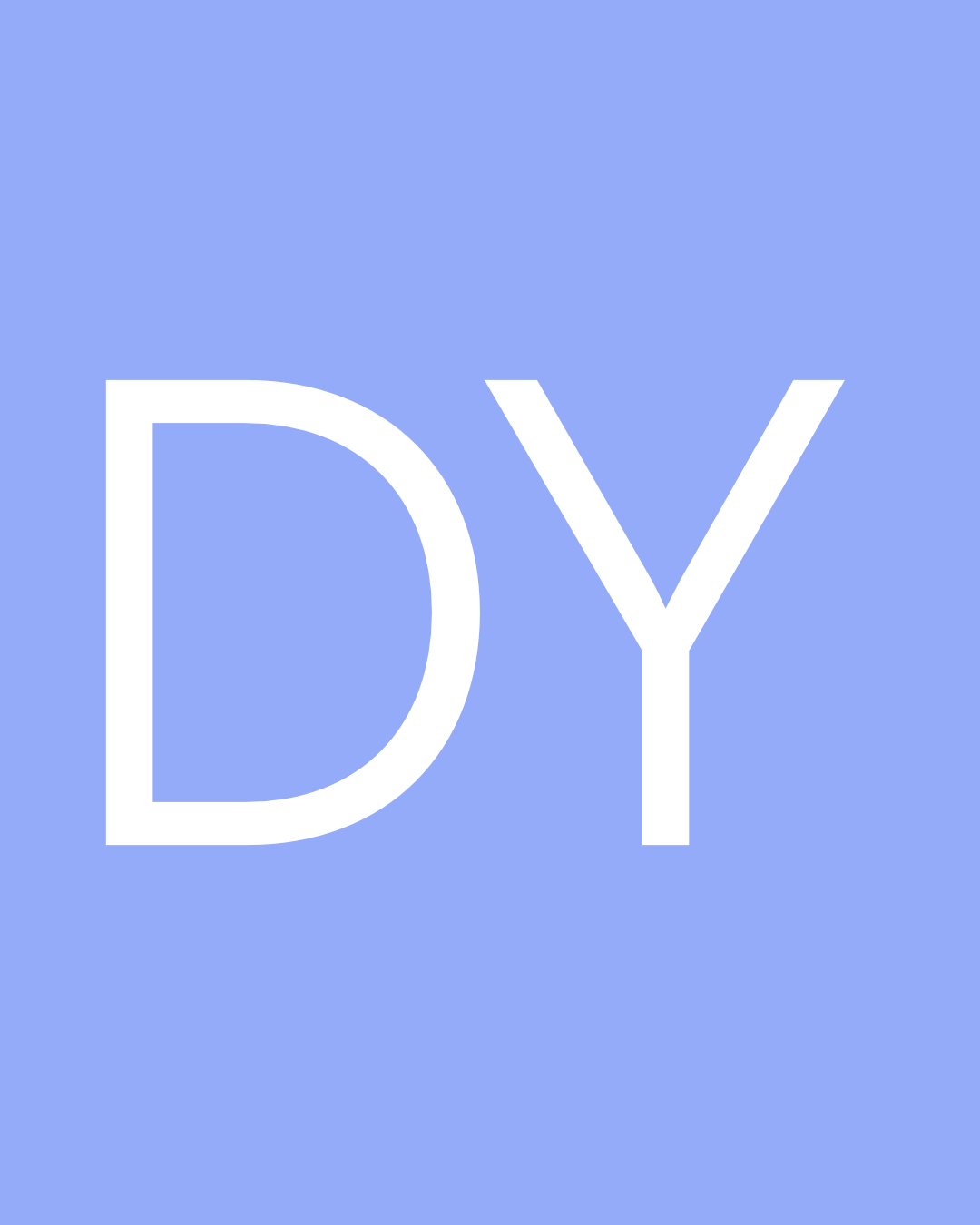 Blue background with the white letters 'DY' in the center.