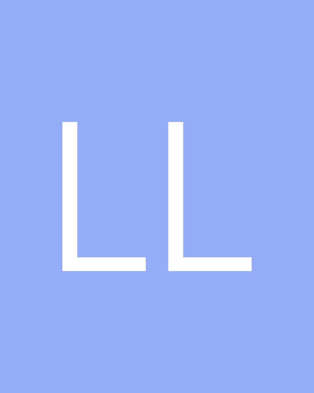 Blue background with white capital letters 'LL' in the center.