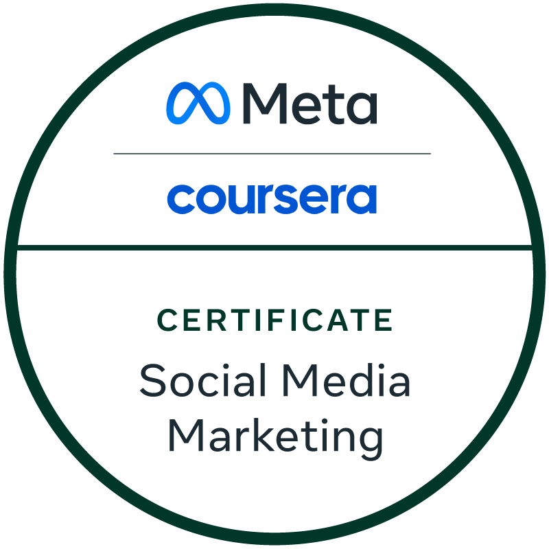 Certificate from Meta and Coursera for Social Media Marketing.