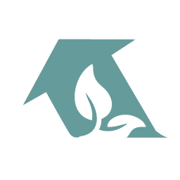 A stylized logo featuring a building with a leaf inside it, representing Valley Recycling Solutions, a local business that facilitates recycling efforts.
