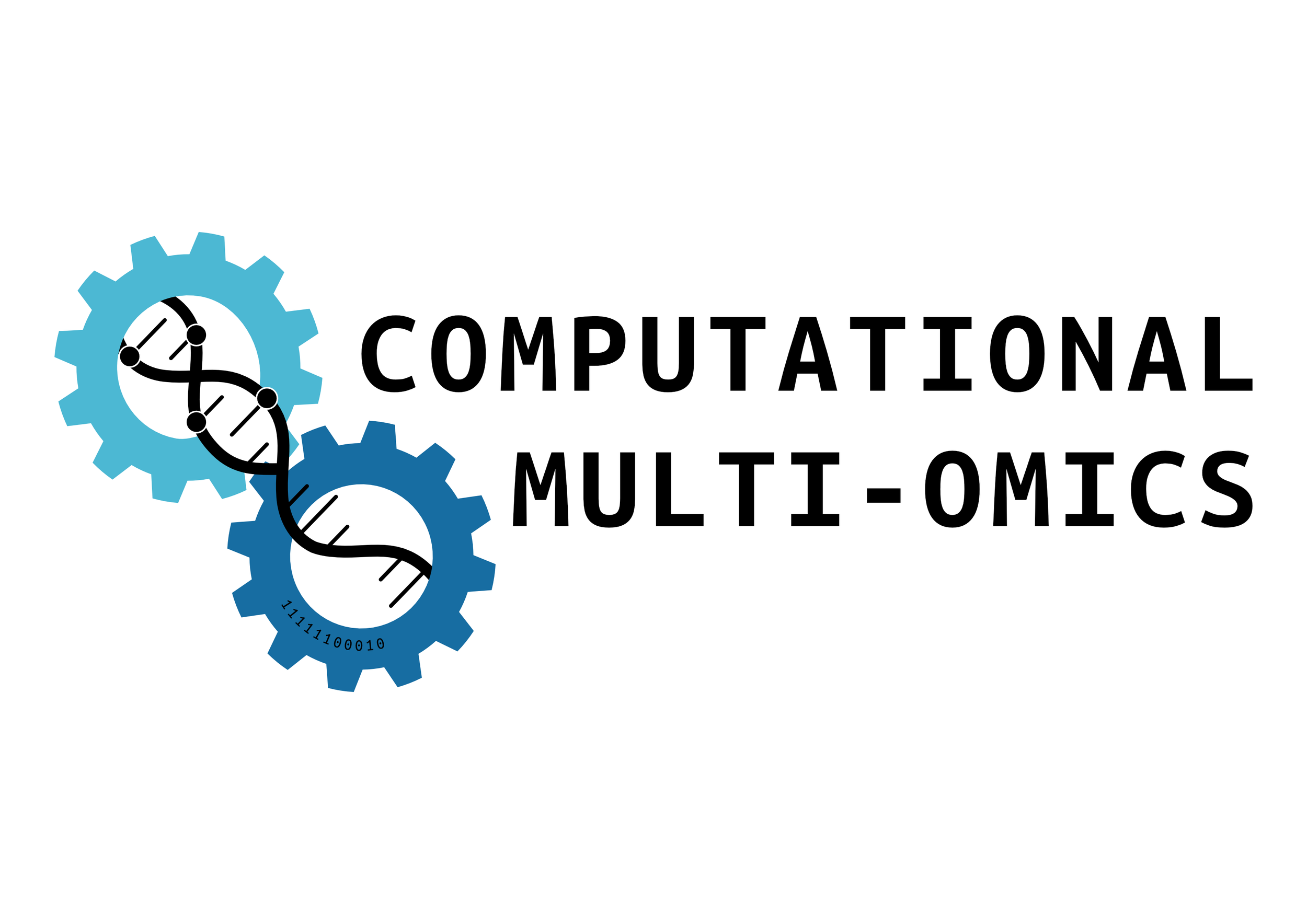 Logo with gears and DNA strand for the computational multi-omics lab