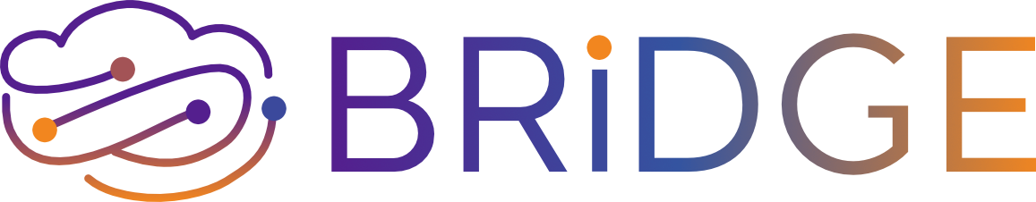 Colorful abstract logo with purple, orange, and blue shapes that resemble both a brain and a cloud.