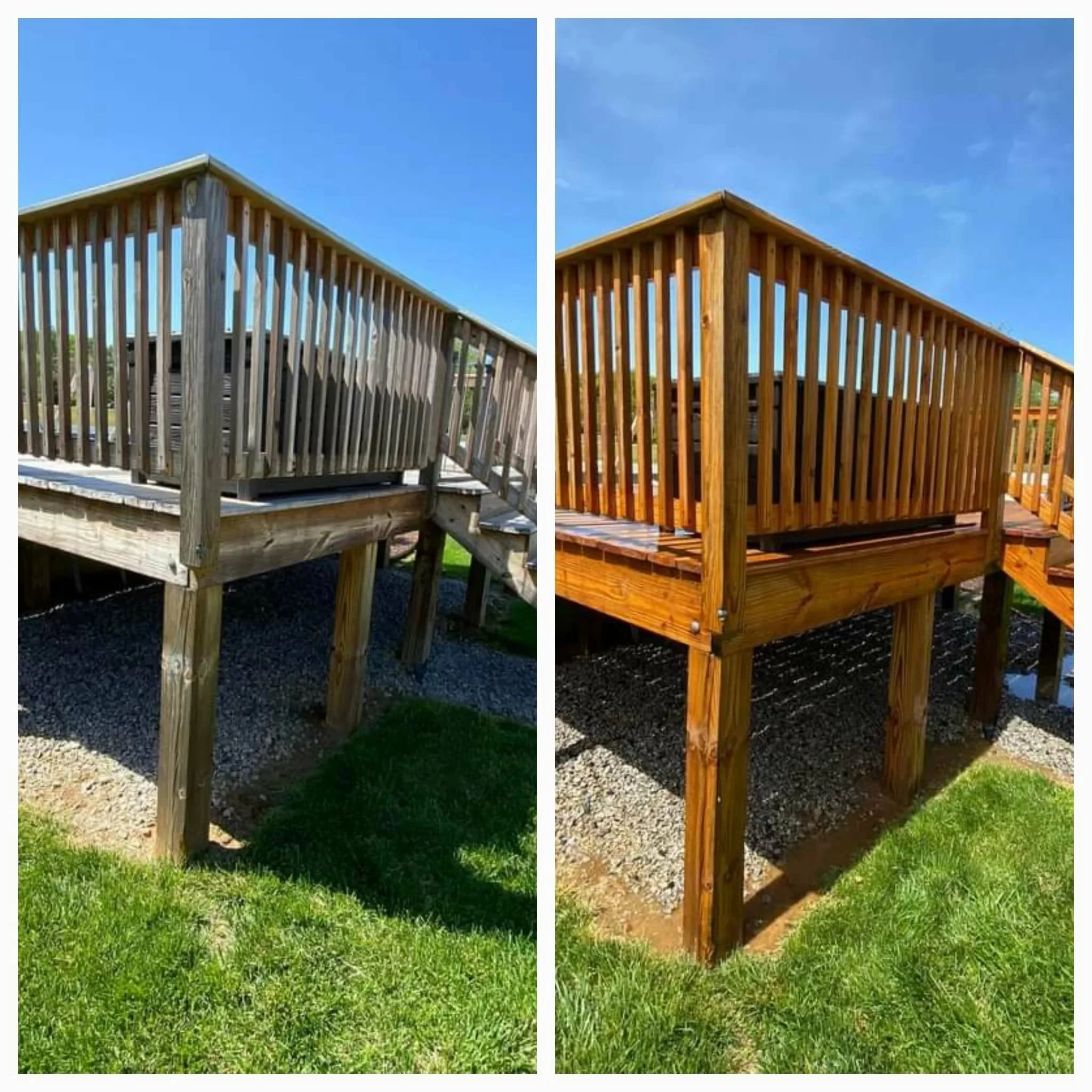 Pressure washing pool deck