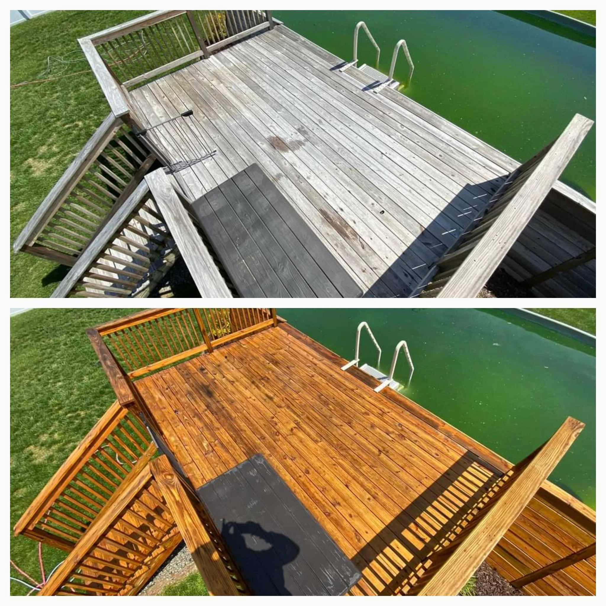 Pressure wash pool deck