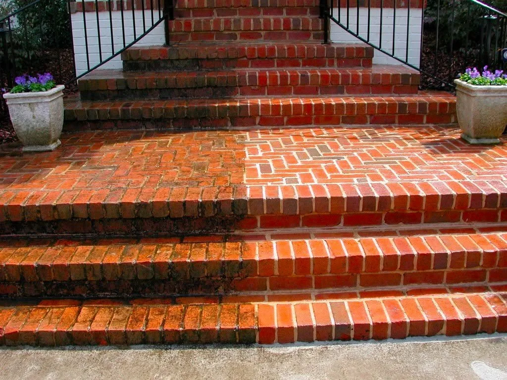 Pressure wash brick entryway