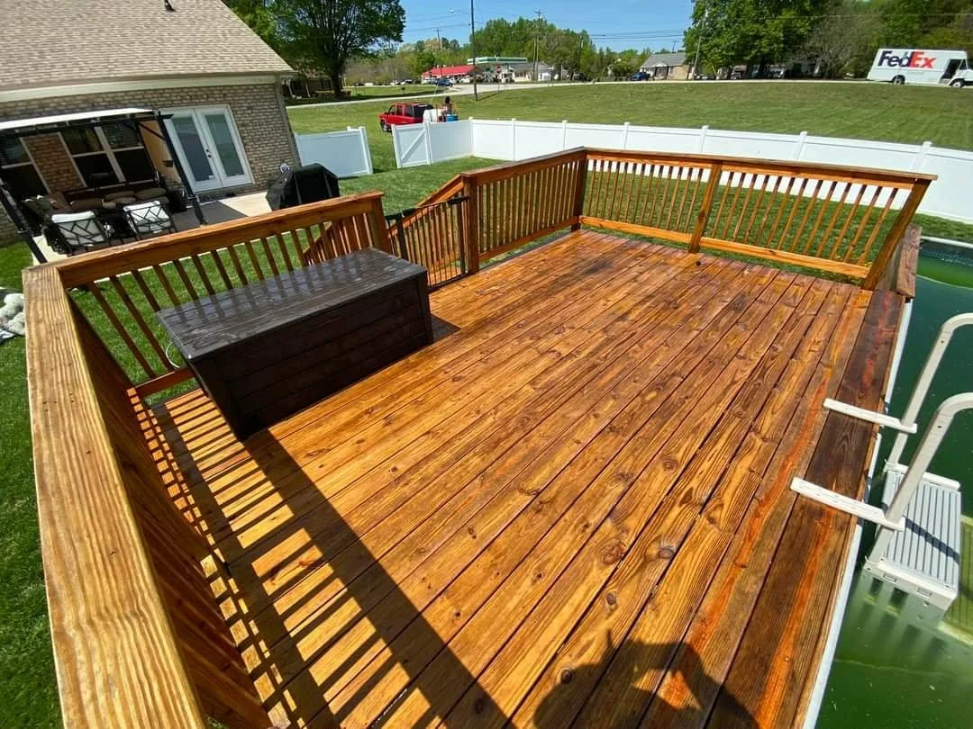 Pressure wash pool deck