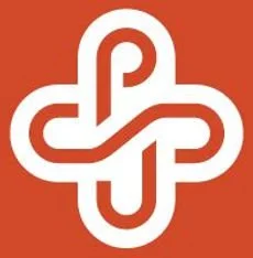 Red background with a white stylized medical cross logo.