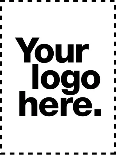 Placeholder with the text 'Your logo here.' and a dotted border.