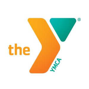 YMCA logo with orange and teal colors, featuring the text 'the Y' and 'YMCA'
