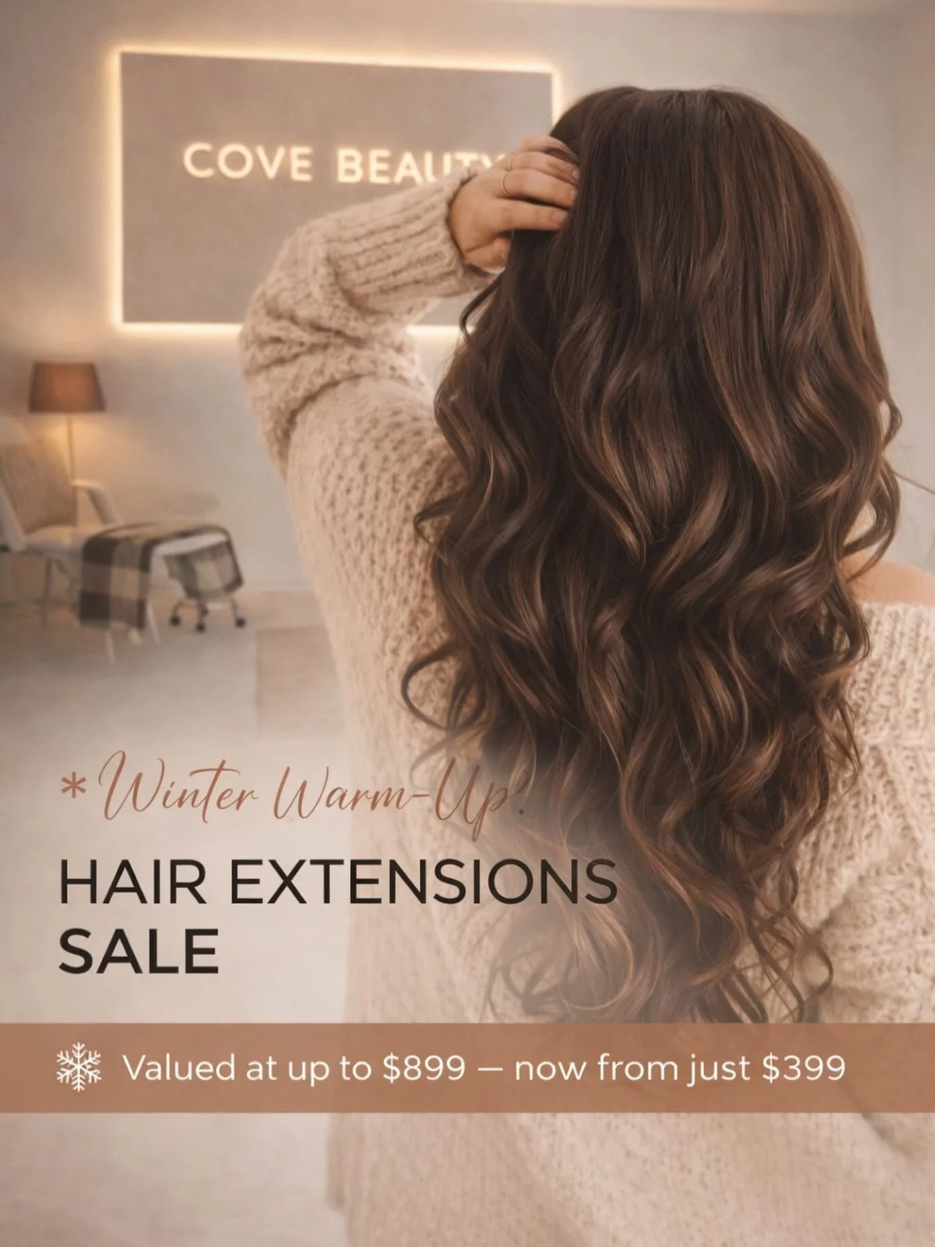 🔥 WINTER WARM-UP SPECIAL 🔥 

Cold mornings, messy buns, and flat winter hair&hellip; we&rsquo;re fixing that 💁&zwj;♀️ 

At Cove Beauty, we&rsquo;re launching our Winter Warm-Up Hair Extension Sale &mdash; designed to give you fuller, thicker, warm