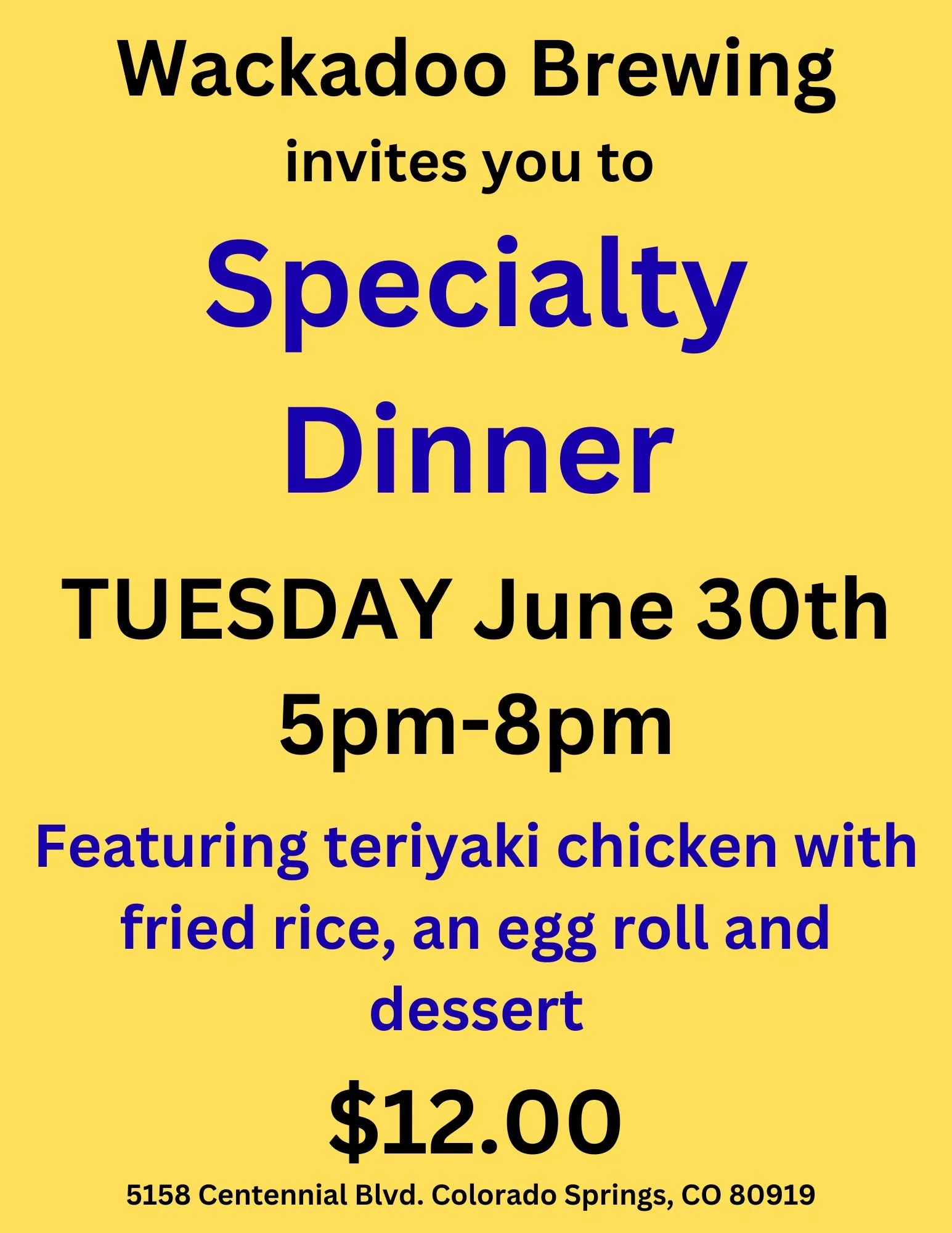 Specialty Dinner