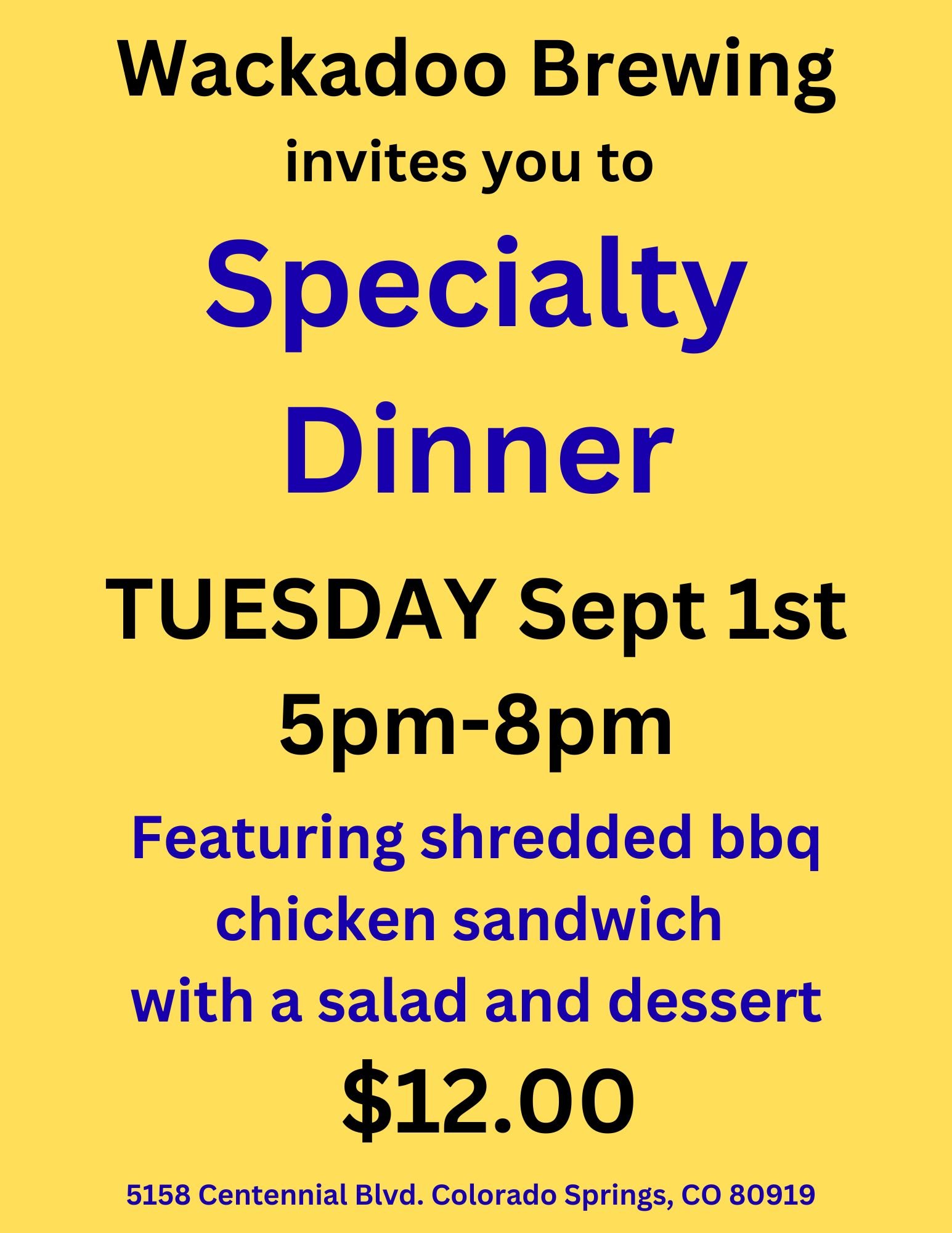 Specialty Dinner 