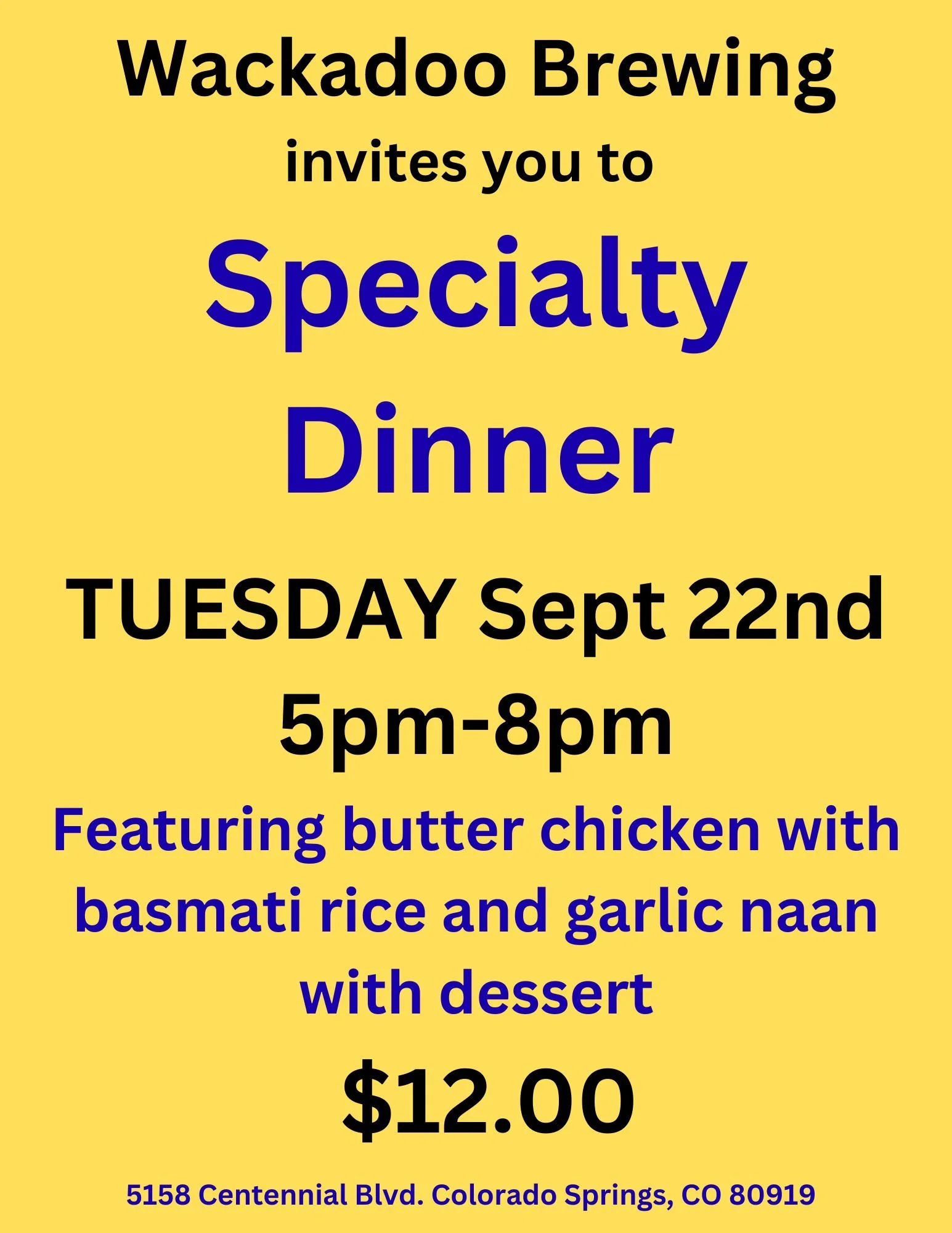 Specialty Dinner 