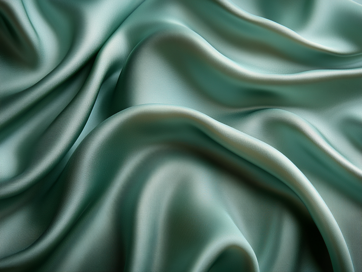 Light green silky fabric with gentle folds and smooth texture.