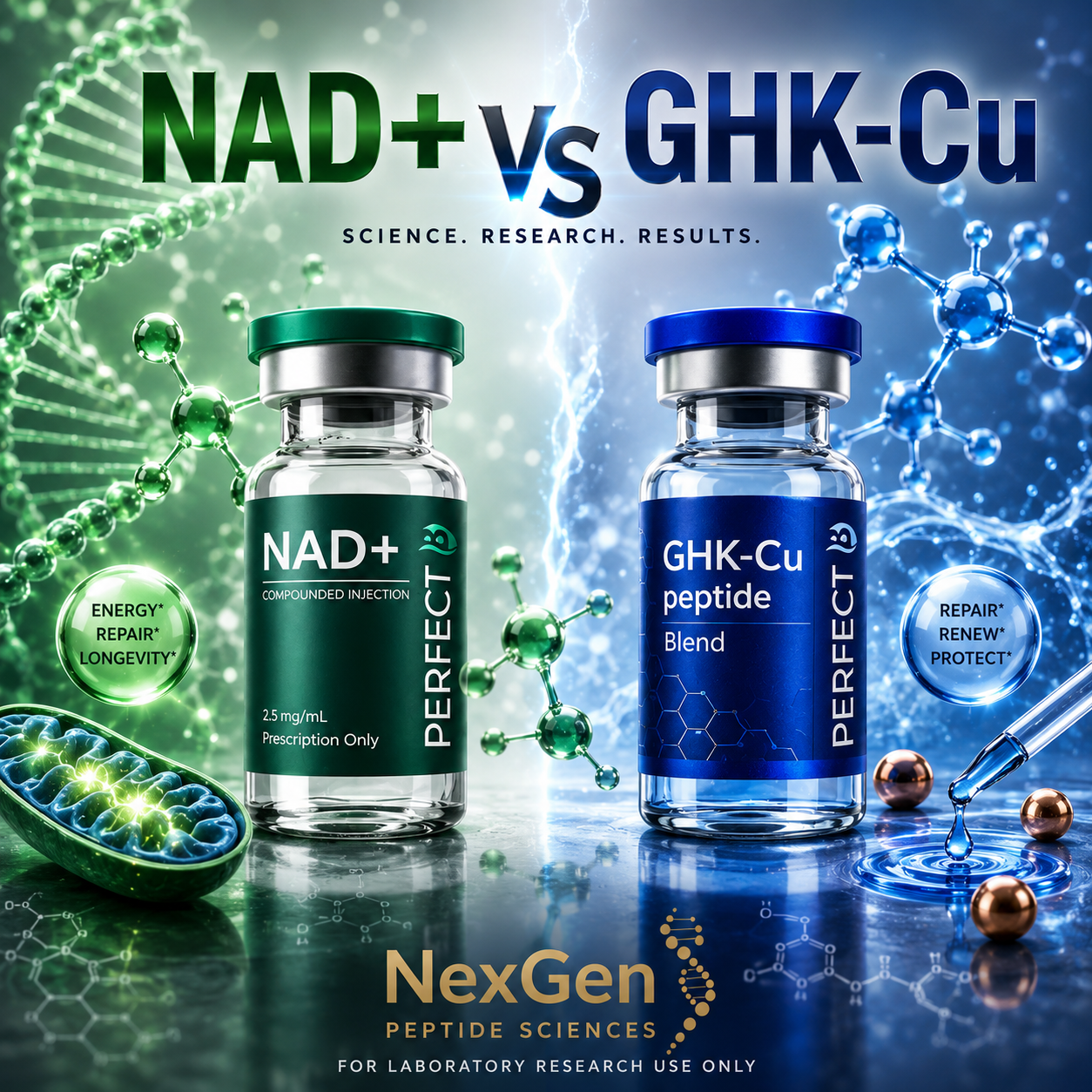  NAD+ vs GHK-Cu : A Clinical Comparison of Two Longevity Peptide Therapies