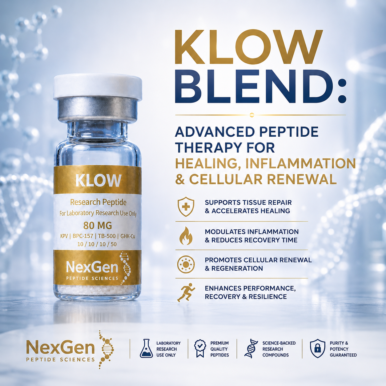 KLOW BLEND: ADVANCED PEPTIDE THERAPY FOR HEALING, INFLAMMATION &amp; CELLULAR RENEWAL