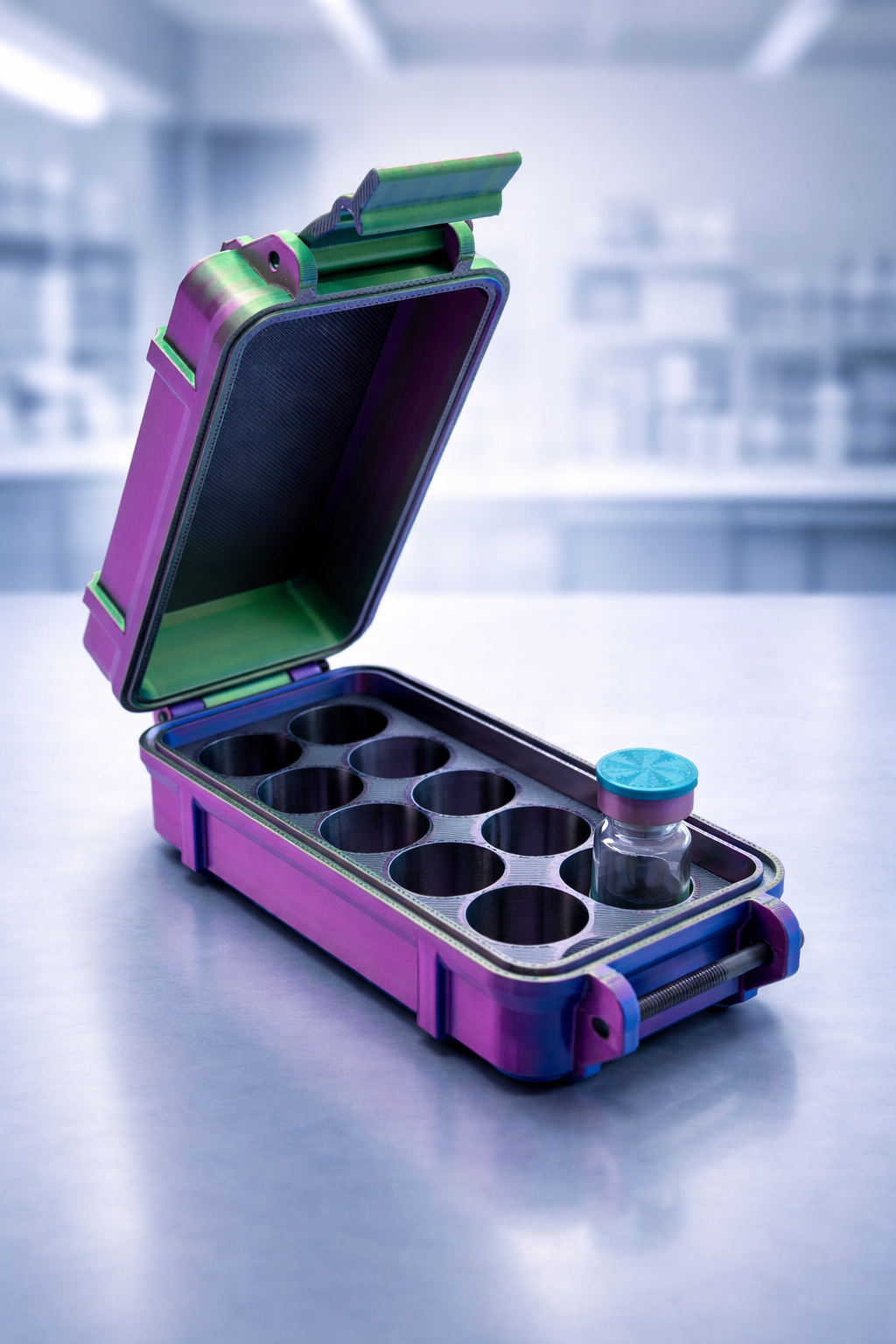 10 Vial Peptide Storage Case – Protective Laboratory Vial Holder