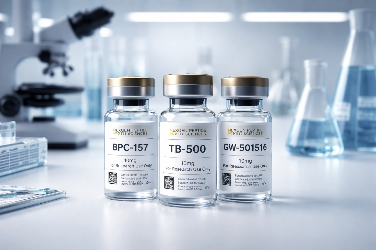 Research peptides vials retatrutide, TB-500, BPC-157, 5 Amino Q1