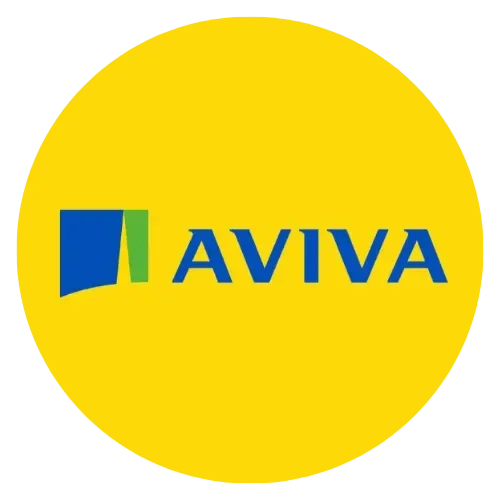 Aviva logo with blue and green design on yellow background.