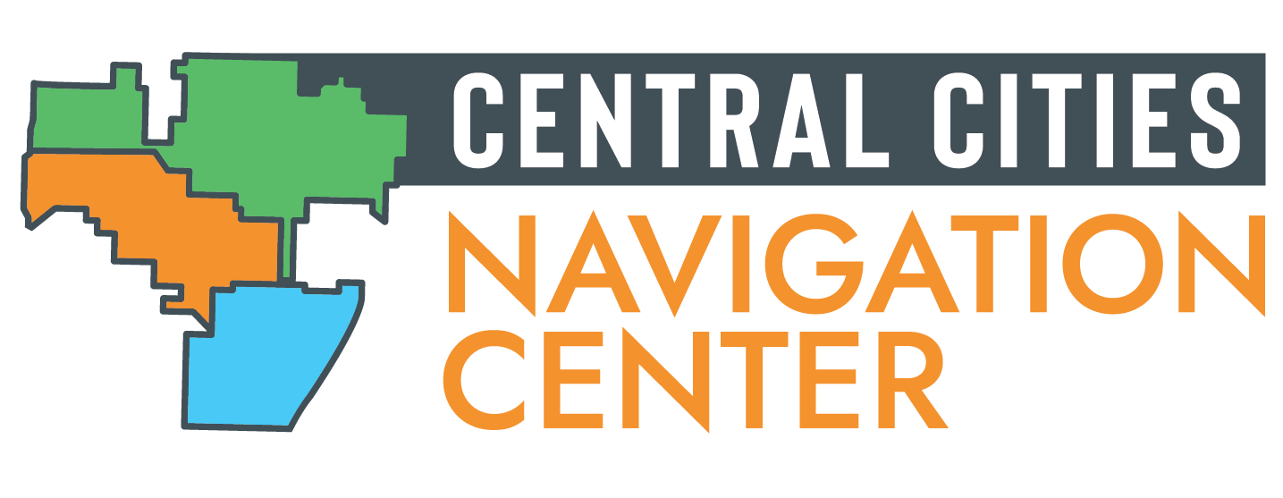 Map of Central Cities with states in different colors and the text "Central Cities Navigation Center" next to it.